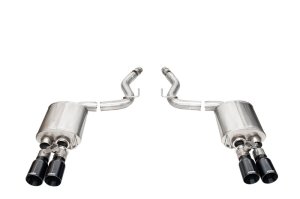 Ford Mustang Performance Exhaust - Rear - CORSA Performance - Axle-Back Sport with Twin 4in Black Straight Tips - Black - `24-`25